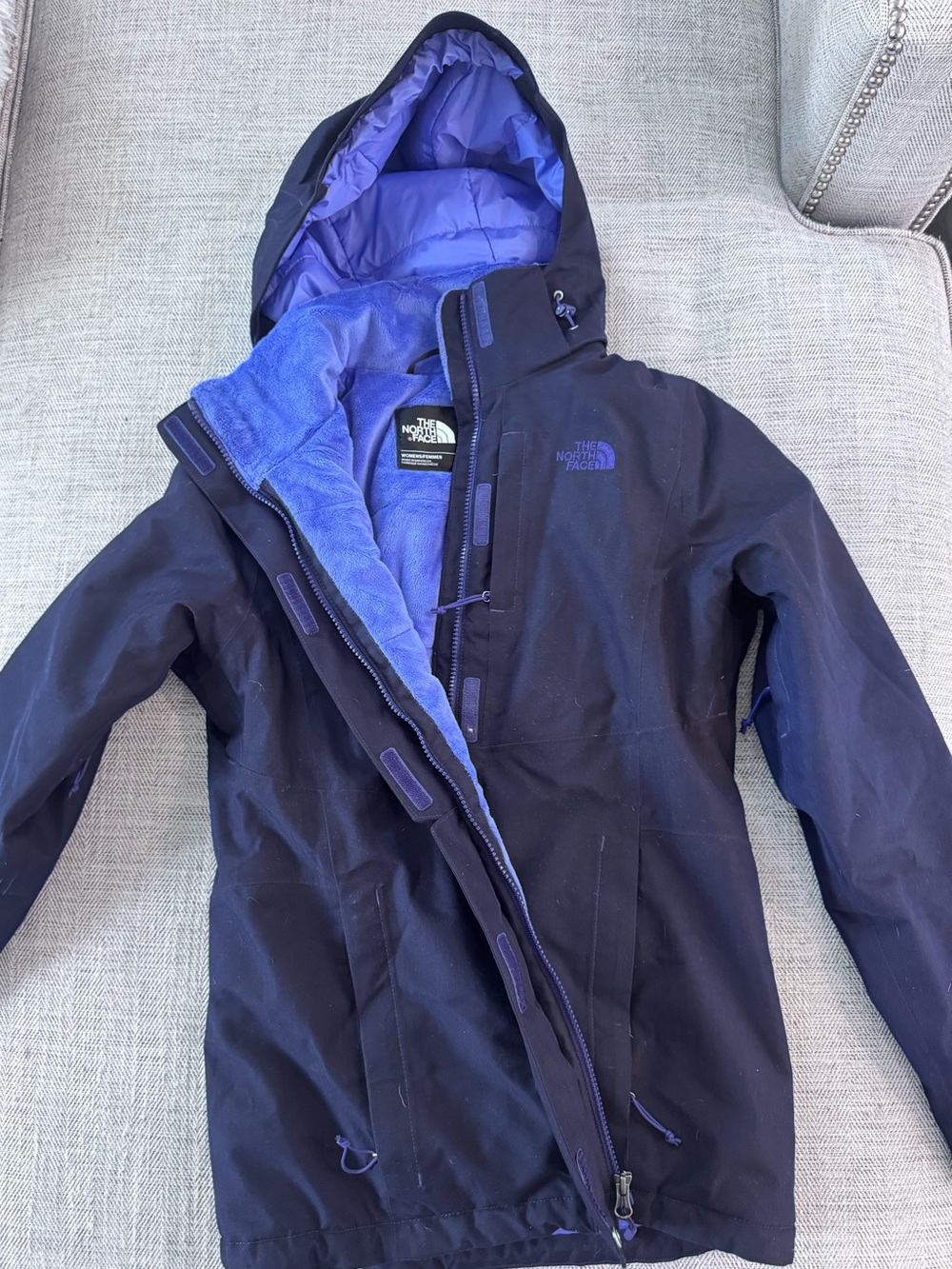The North Face Navy Jacket with Purple Lining